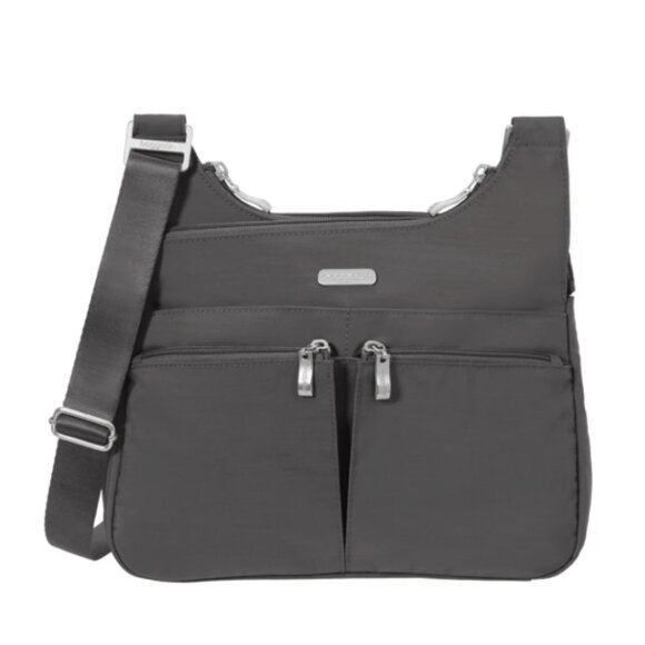 Baggallini Charcoal Gray Nylon Cross Over Crossbody Bag with Removable Wristlet - Picture 8 of 11